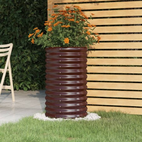 vidaXL Jardinera acero con recubrimiento en polvo marrón 40x40x68cm