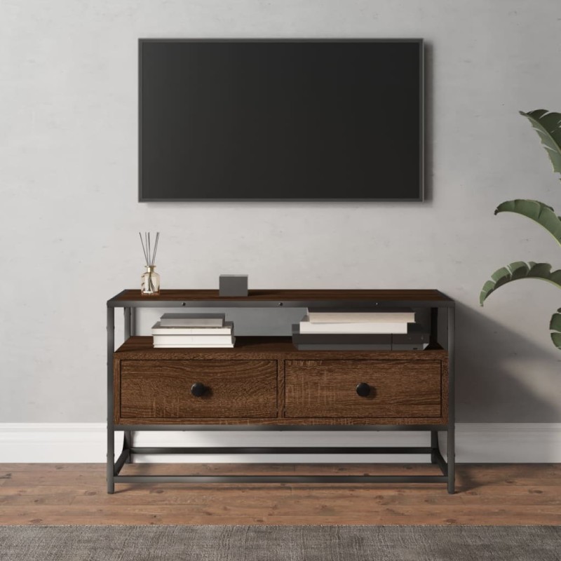 vidaXL Mueble para TV madera contrachapada roble marrón 80x35x45 cm vidaXL Mueble para TV madera contrachapada roble marrón 80x35x45 cm