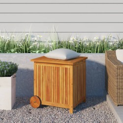 vidaXL Caja de almacenaje de jardín ruedas acacia maciza 60x50x58 cm 