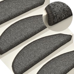vidaXL Alfombras de peldaños de escalera 15 uds gris oscuro 56x17x3 cm