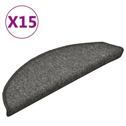 vidaXL Alfombras de peldaños de escalera 15 uds gris oscuro 56x17x3 cm