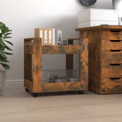 vidaXL Carrito de escritorio contrachapada roble ahumado 60x45x60 cm