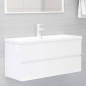 vidaXL Mueble de lavabo madera ingeniería blanco brillo 100x38,5x45 cm vidaXL Mueble de lavabo madera ingeniería blanco brillo 100x38,5x45 cm