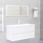 vidaXL Mueble de lavabo madera ingeniería blanco brillo 100x38,5x45 cm vidaXL Mueble de lavabo madera ingeniería blanco brillo 100x38,5x45 cm
