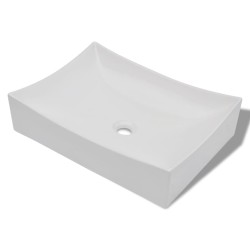 vidaXL Lavabo de cerámica porcelana Art blanco con brillo