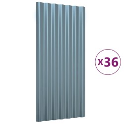 vidaXL Paneles de tejado 36 unidades acero recubierto gris 80x36 cm
