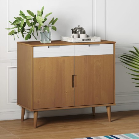 vidaXL Aparador MOLDE madera maciza de pino marrón 90x40x80 cm