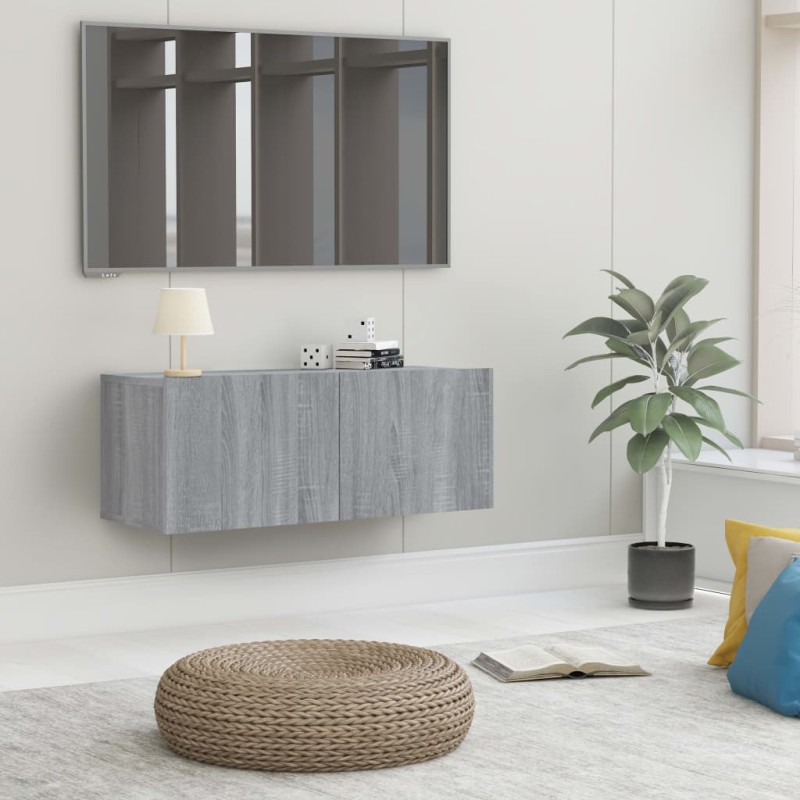vidaXL Mueble para TV madera contrachapada gris Sonoma 80x30x30 cm