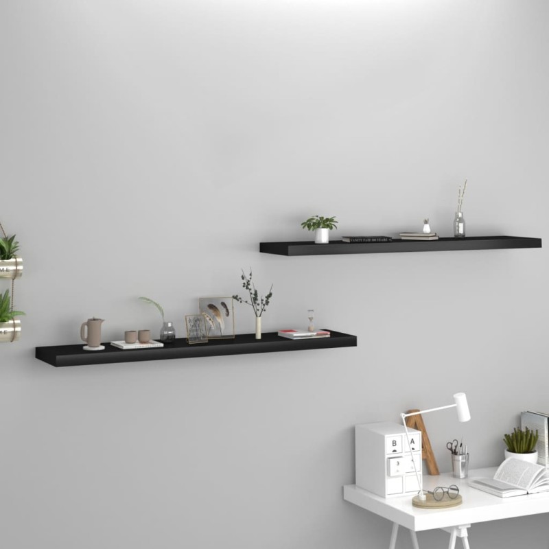 vidaXL Estantes flotantes de pared 2 uds MDF negro 120x23,5x3,8 cm vidaXL Estantes flotantes de pared 2 uds MDF negro 120x23,5x3,8 cm