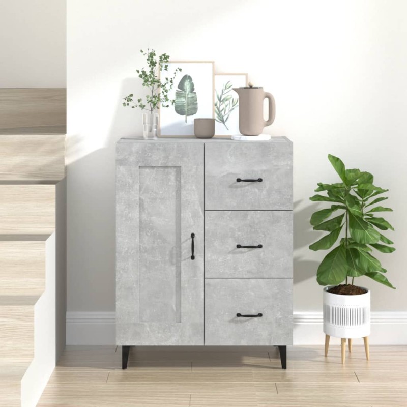vidaXL Aparador de madera contrachapada gris hormigón 69,5x34x90 cm