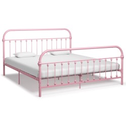 vidaXL Estructura de cama de metal rosa 180x200 cm