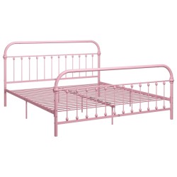 vidaXL Estructura de cama de metal rosa 180x200 cm