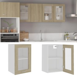 vidaXL Armario colgante cristal madera ingeniería roble 40x31x60 cm