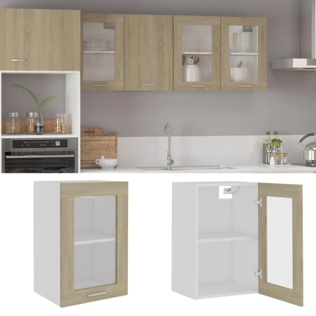 vidaXL Armario colgante cristal madera ingeniería roble 40x31x60 cm