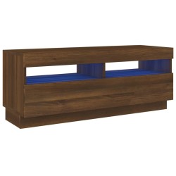 vidaXL Mueble de TV con luces LED marrón roble 100x35x40 cm