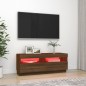 vidaXL Mueble de TV con luces LED marrón roble 100x35x40 cm
