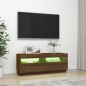 vidaXL Mueble de TV con luces LED marrón roble 100x35x40 cm