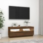 vidaXL Mueble de TV con luces LED marrón roble 100x35x40 cm