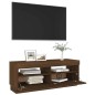 vidaXL Mueble de TV con luces LED marrón roble 100x35x40 cm