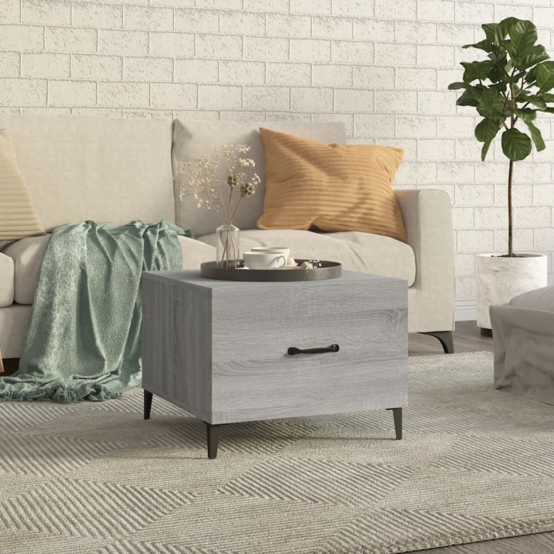 vidaXL Mesa de centro con patas de metal gris sonoma 50x50x40 cm vidaXL Mesa de centro con patas de metal gris sonoma 50x50x40 cm