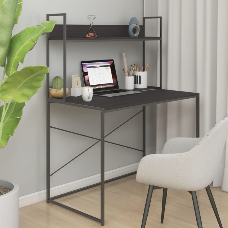 vidaXL Escritorio de ordenador madera de ingeniería negro 110x60x138cm vidaXL Escritorio de ordenador madera de ingeniería negro 110x60x138cm
