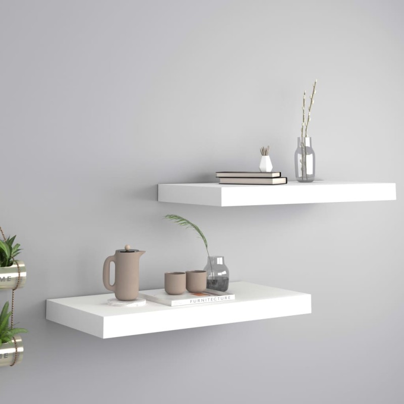 vidaXL Estantes flotantes de pared 2 uds MDF blanco 50x23x3,8 cm