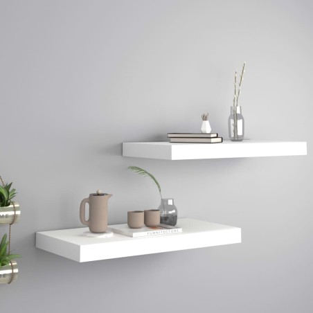 vidaXL Estantes flotantes de pared 2 uds MDF blanco 50x23x3,8 cm