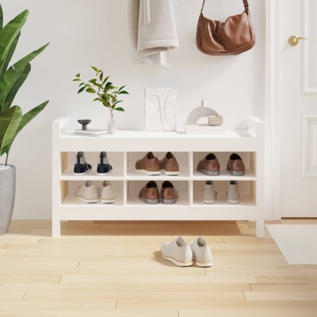 vidaXL Banco de recibidor madera maciza de pino blanco 110x40x60 cm