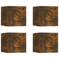 vidaXL Muebles para TV de pared 4 uds roble ahumado 30,5x30x30 cm
