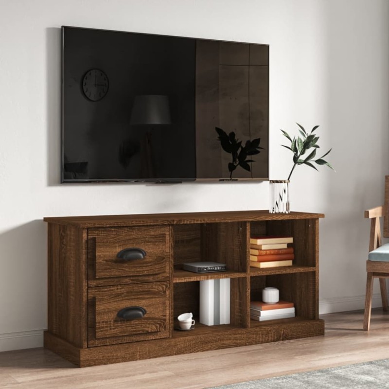 vidaXL Mueble de TV madera contrachapada marrón roble 102x35,5x47,5 cm vidaXL Mueble de TV madera contrachapada marrón roble 102x35,5x47,5 cm