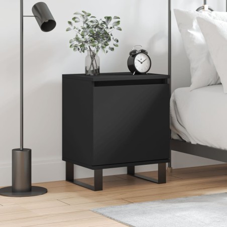 vidaXL Mesita de noche madera de ingeniería negro 40x30x50 cm