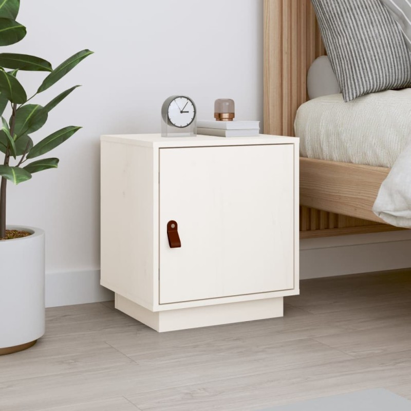 vidaXL Mesita de noche madera maciza de pino blanca 40x34x45 cm vidaXL Mesita de noche madera maciza de pino blanca 40x34x45 cm