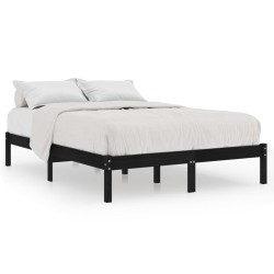 vidaXL Estructura de cama doble madera maciza negra 135x190 cm