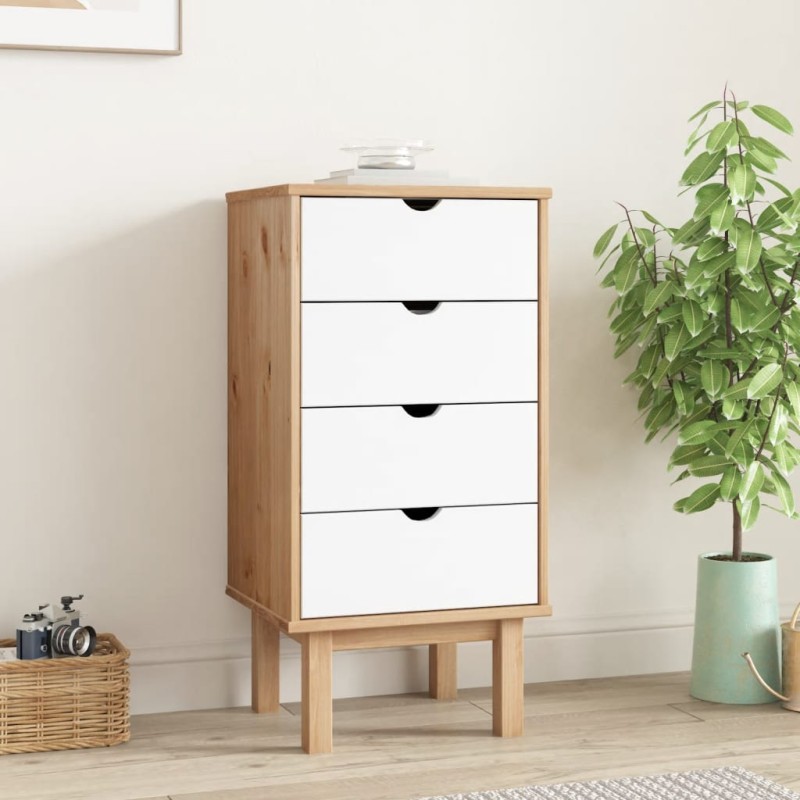 vidaXL Cajonera OTTA madera maciza de pino marrón y blanco 45x39x90 cm vidaXL Cajonera OTTA madera maciza de pino marrón y blanco 45x39x90 cm