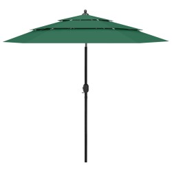 vidaXL Sombrilla de 3 niveles con poste de aluminio verde 2,5 m