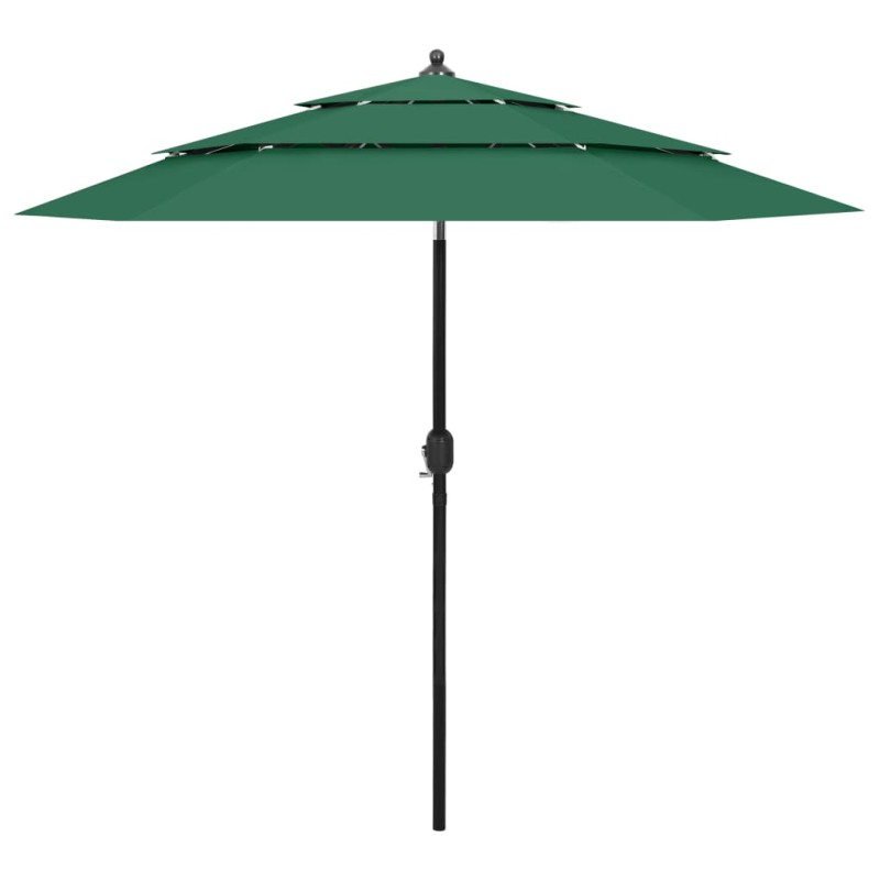 vidaXL Sombrilla de 3 niveles con poste de aluminio verde 2,5 m vidaXL Sombrilla de 3 niveles con poste de aluminio verde 2,5 m