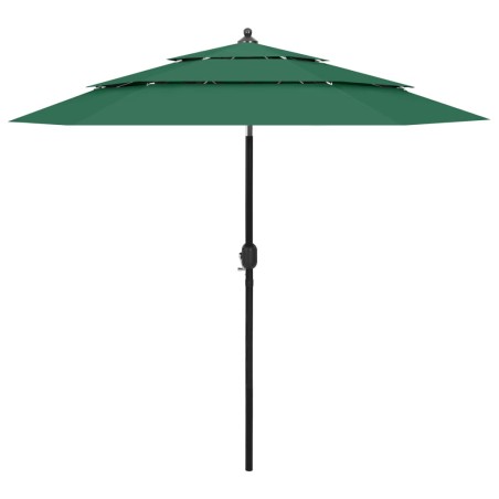 vidaXL Sombrilla de 3 niveles con poste de aluminio verde 2,5 m