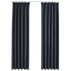 vidaXL Cortinas opacas con ganchos 2 piezas gris antracita 140x255 cm