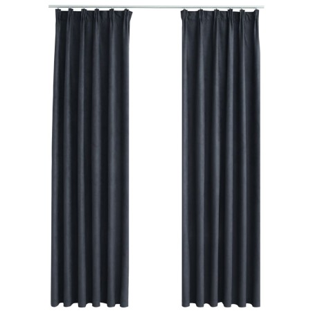 vidaXL Cortinas opacas con ganchos 2 piezas gris antracita 140x255 cm