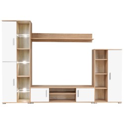 vidaXL Mueble salón pared para TV con luces LED roble Sonoma y blanco