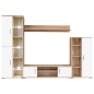 vidaXL Mueble salón pared para TV con luces LED roble Sonoma y blanco