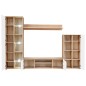 vidaXL Mueble salón pared para TV con luces LED roble Sonoma y blanco