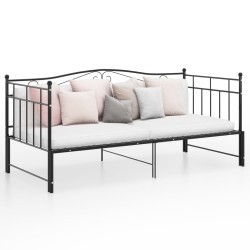 vidaXL Estructura de sofá cama extraíble de metal negro 90x200 cm