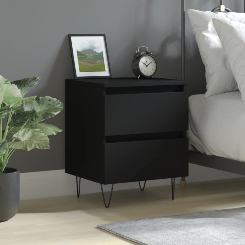 vidaXL Mesita de noche madera contrachapada negro 40x35x50 cm vidaXL Mesita de noche madera contrachapada negro 40x35x50 cm