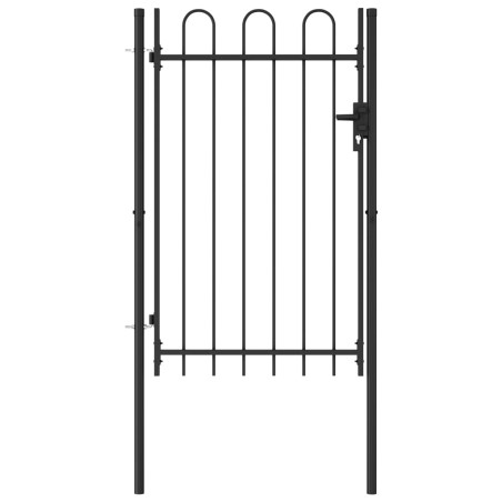 vidaXL Cancela de valla con una puerta y arcos acero negro 1x1,5 m
