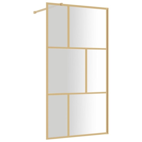 vidaXL Mampara puerta ducha vidrio transparente ESG dorado 115x195 cm