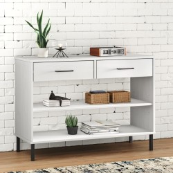 vidaXL Armario consola patas de metal madera maciza pino blanco OSLO