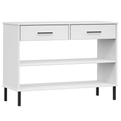 vidaXL Armario consola patas de metal madera maciza pino blanco OSLO