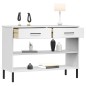 vidaXL Armario consola patas de metal madera maciza pino blanco OSLO vidaXL Armario consola patas de metal madera maciza pino blanco OSLO
