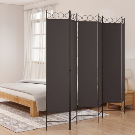vidaXL Biombo divisor de 6 paneles de tela marrón 240x200 cm